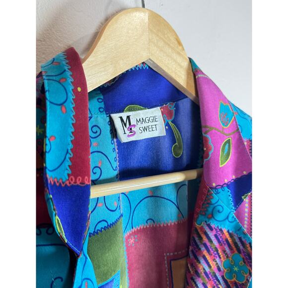 VTG Multicolor Mixed Print Oversized Blazer 80s Art to Wear Plus Size 2/3X - Picture 3 of 7